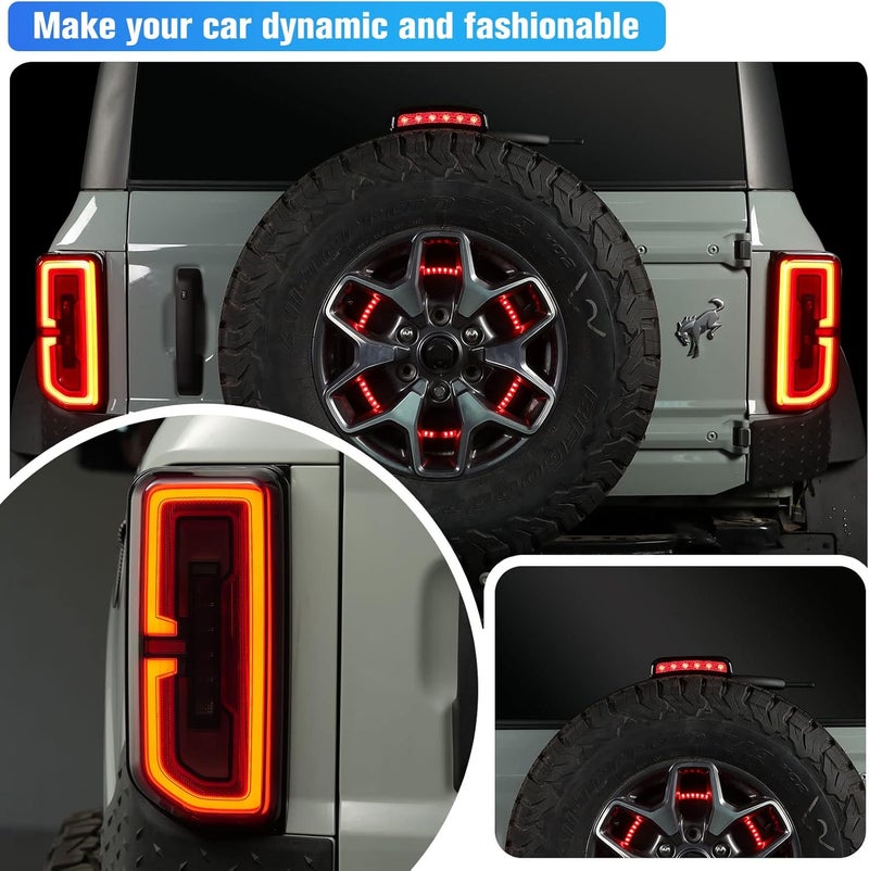 LitMiRaCle Tail Light Covers & 3rd Brake Light Cover for Bronco 2021+ Badlands/Outer Banks/Wildtrak/Heritage Limited/Everglades 2/4 Doors(Only LED Light), Not for Base/Big Bend/Black Diamond/Raptor - Image 5